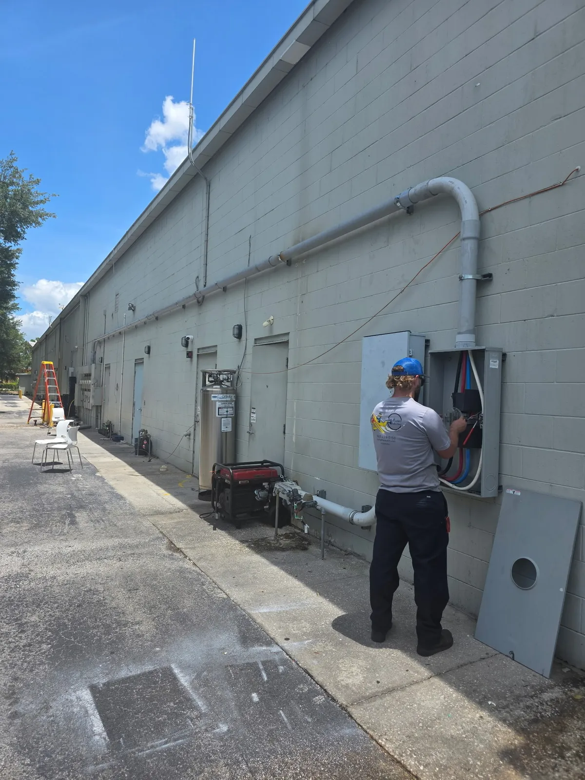 Exterior conduit run, secured and sealed — Top Flight Electric