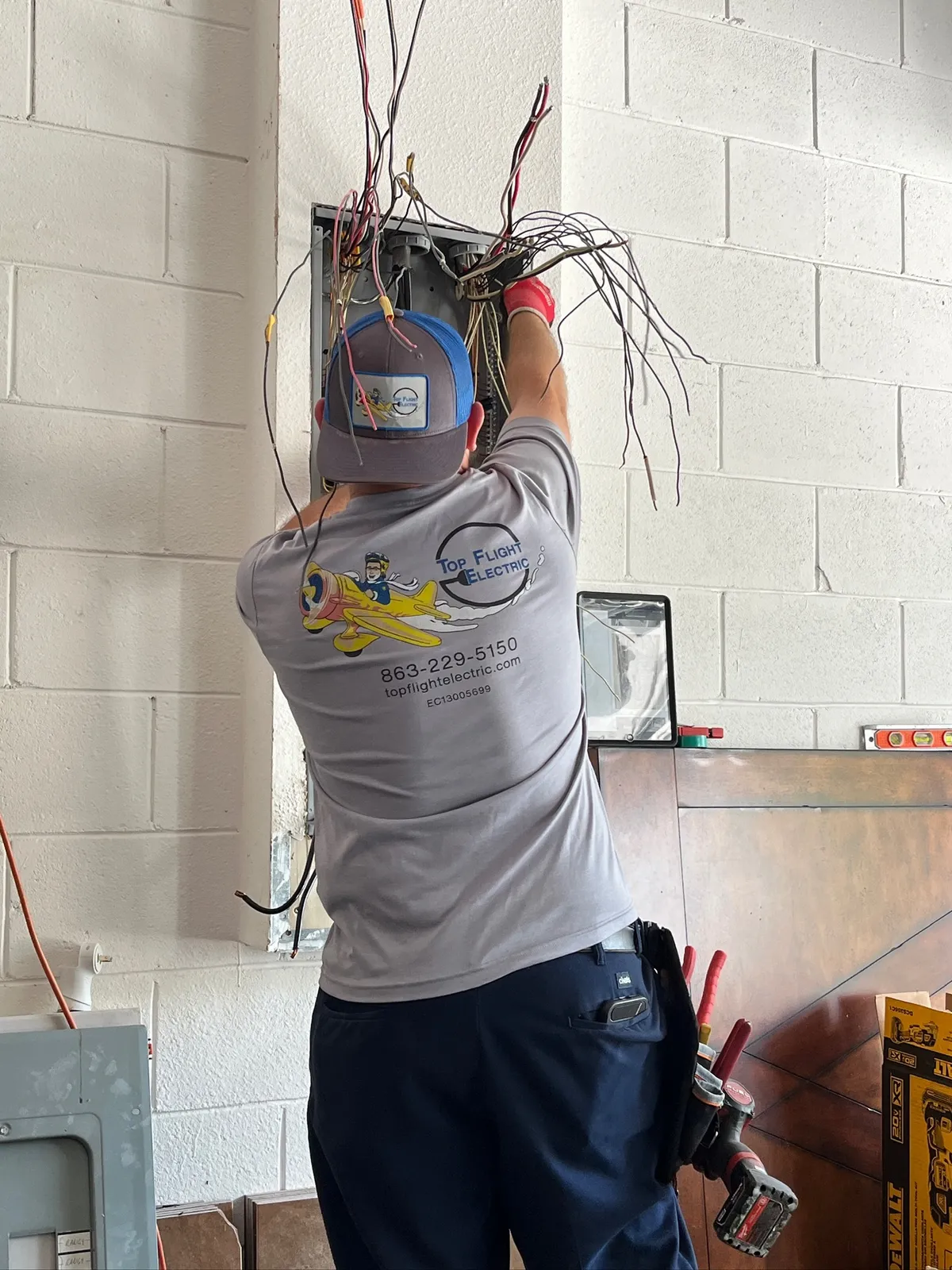 Panel rewiring in progress — Top Flight Electric